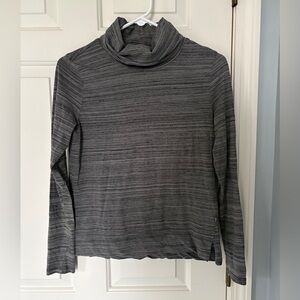 Toad &Co Women’s Grey and Brown Striped Lightweight Turtleneck Sweater